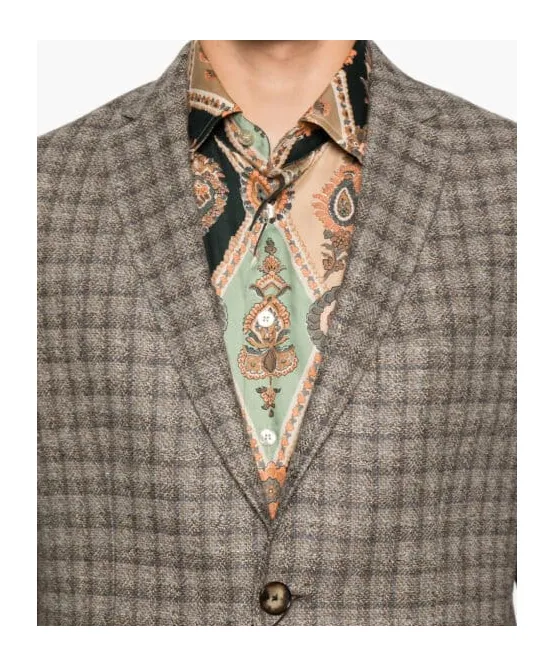 Checked Paisley-Lined Blazer