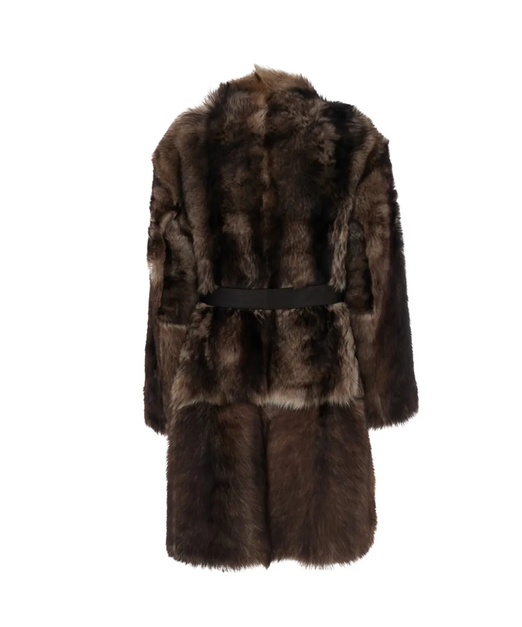 Yves Salomon Shearling Belted Coat