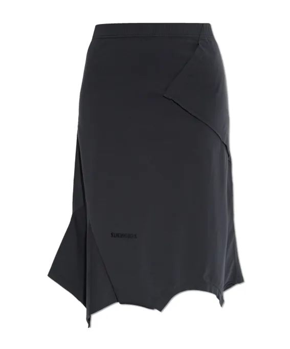 Asymmetrical-Hemline Midi Skirt