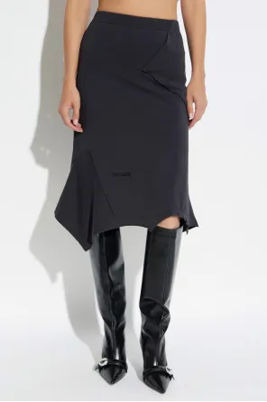 Asymmetrical-Hemline Midi Skirt