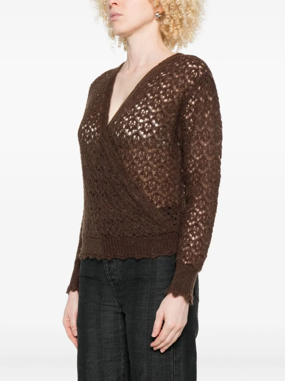 Twinset Open-Knit Wide Neck Sweater