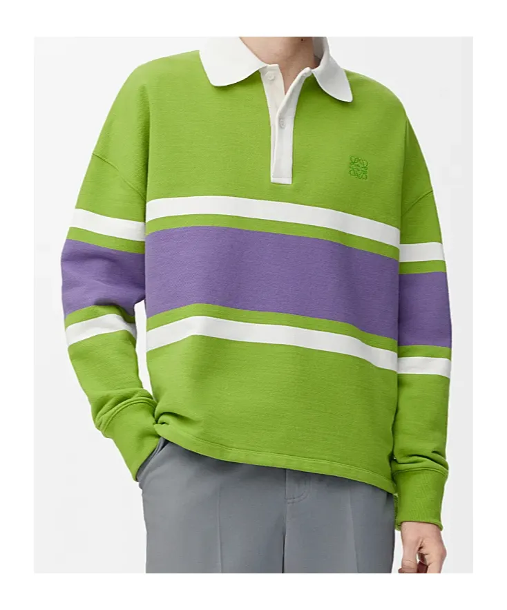 Cotton Long-Sleeved Polo Shirt