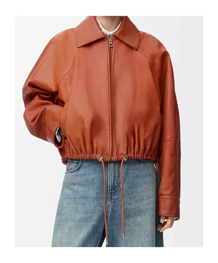 Long-Sleeved Leather Jacket