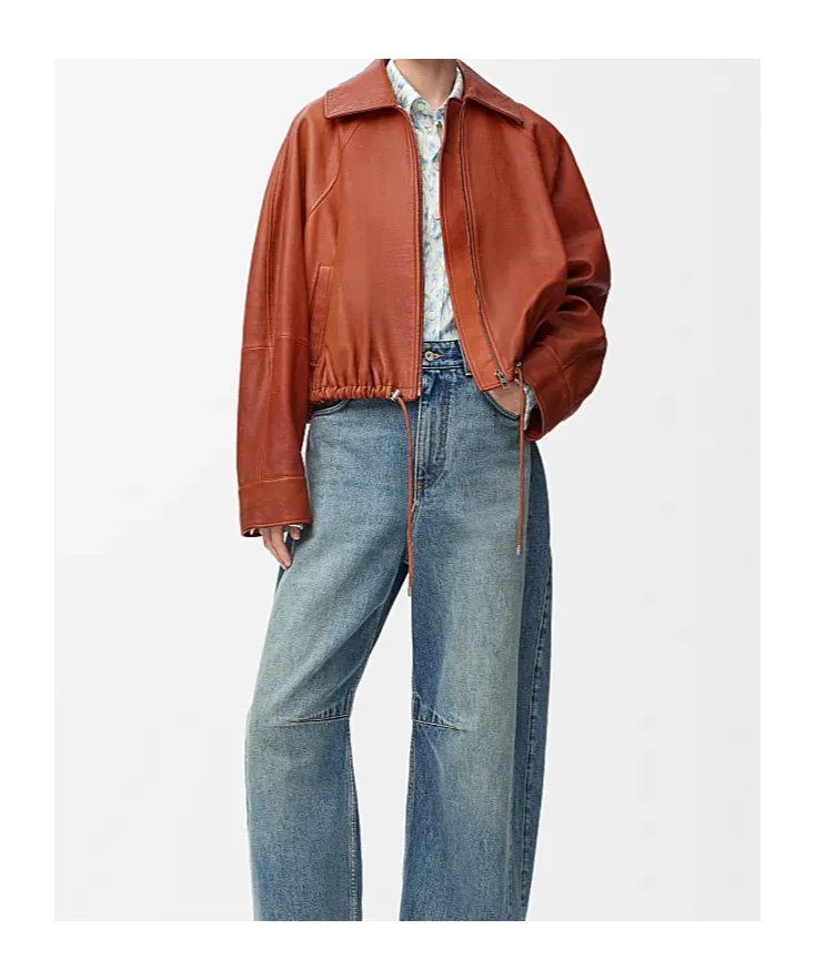 Long-Sleeved Leather Jacket