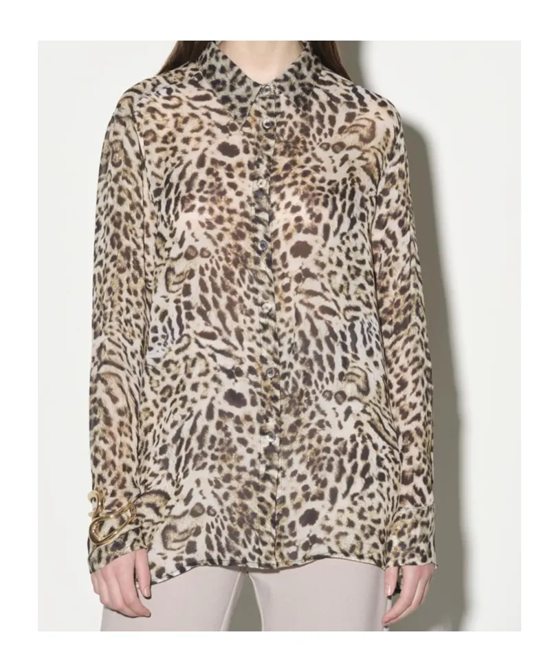 Animal-Print Button-Front Shirt