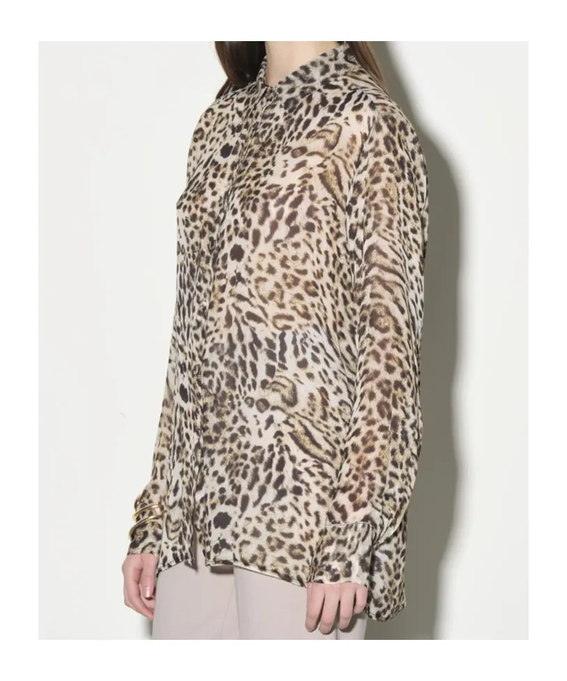 Animal-Print Button-Front Shirt
