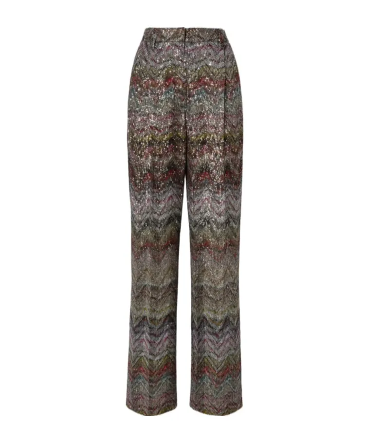 Sequined Chevron Straight Trousers