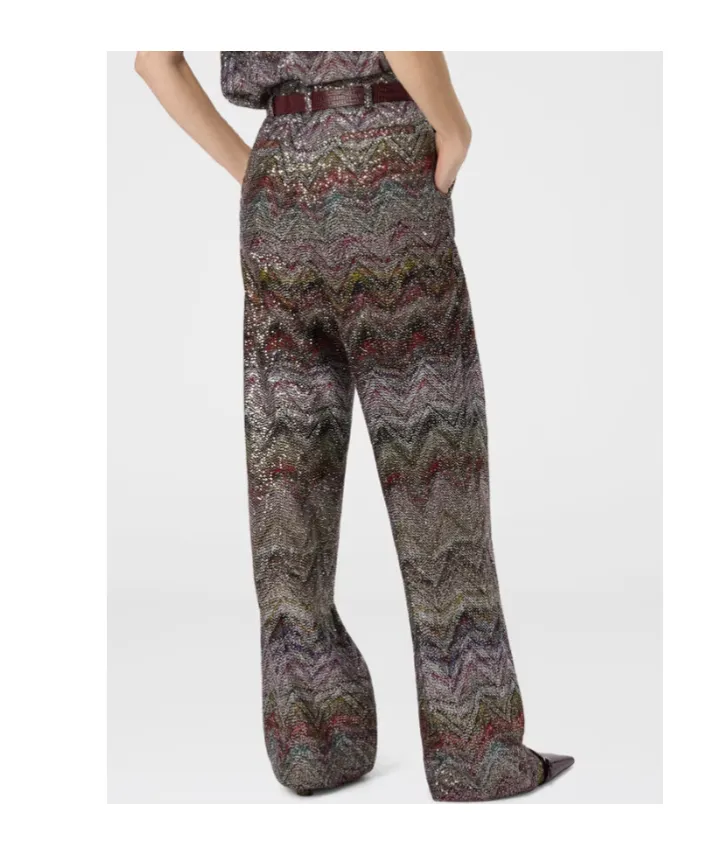 Sequined Chevron Straight Trousers
