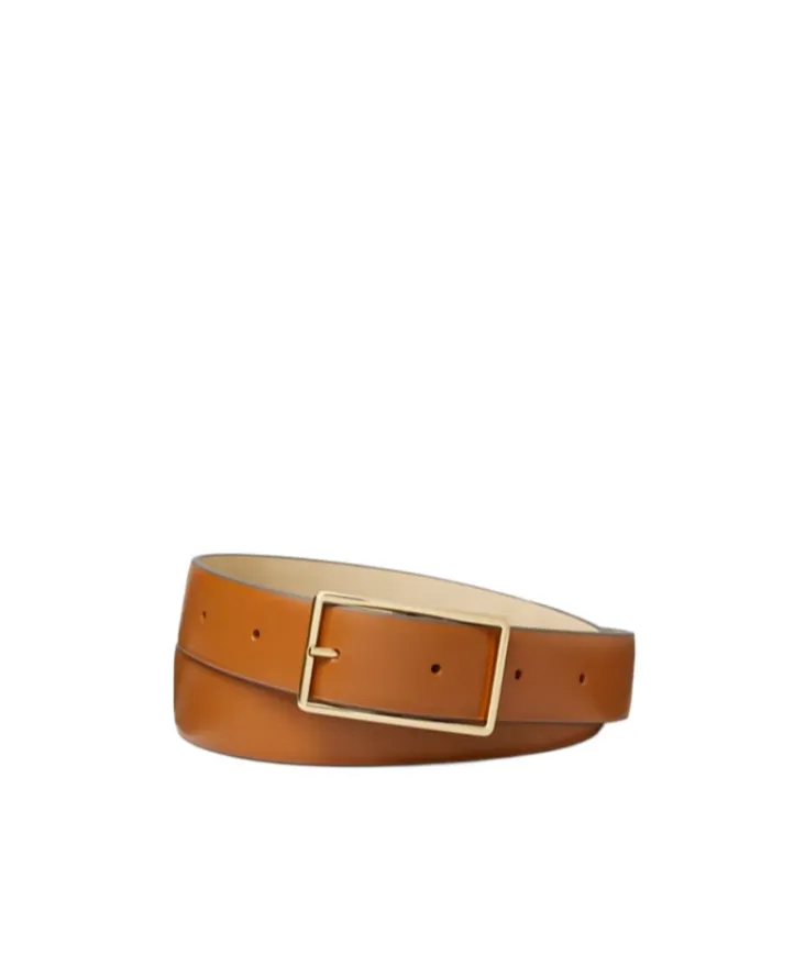 Leather Rectangle-Buckle Belt