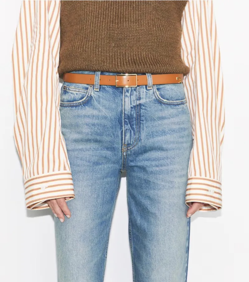 Leather Rectangle-Buckle Belt