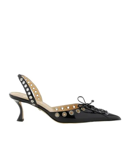 Mach & Mach Pointed Toe Corset Slingback Pumps