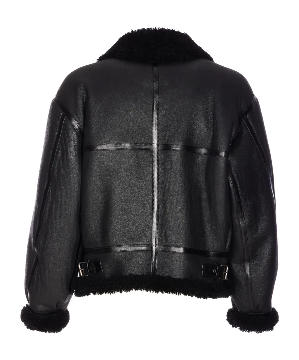Long-Sleeved Leather Jacket
