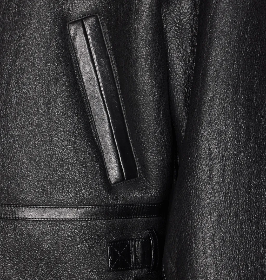 Long-Sleeved Leather Jacket