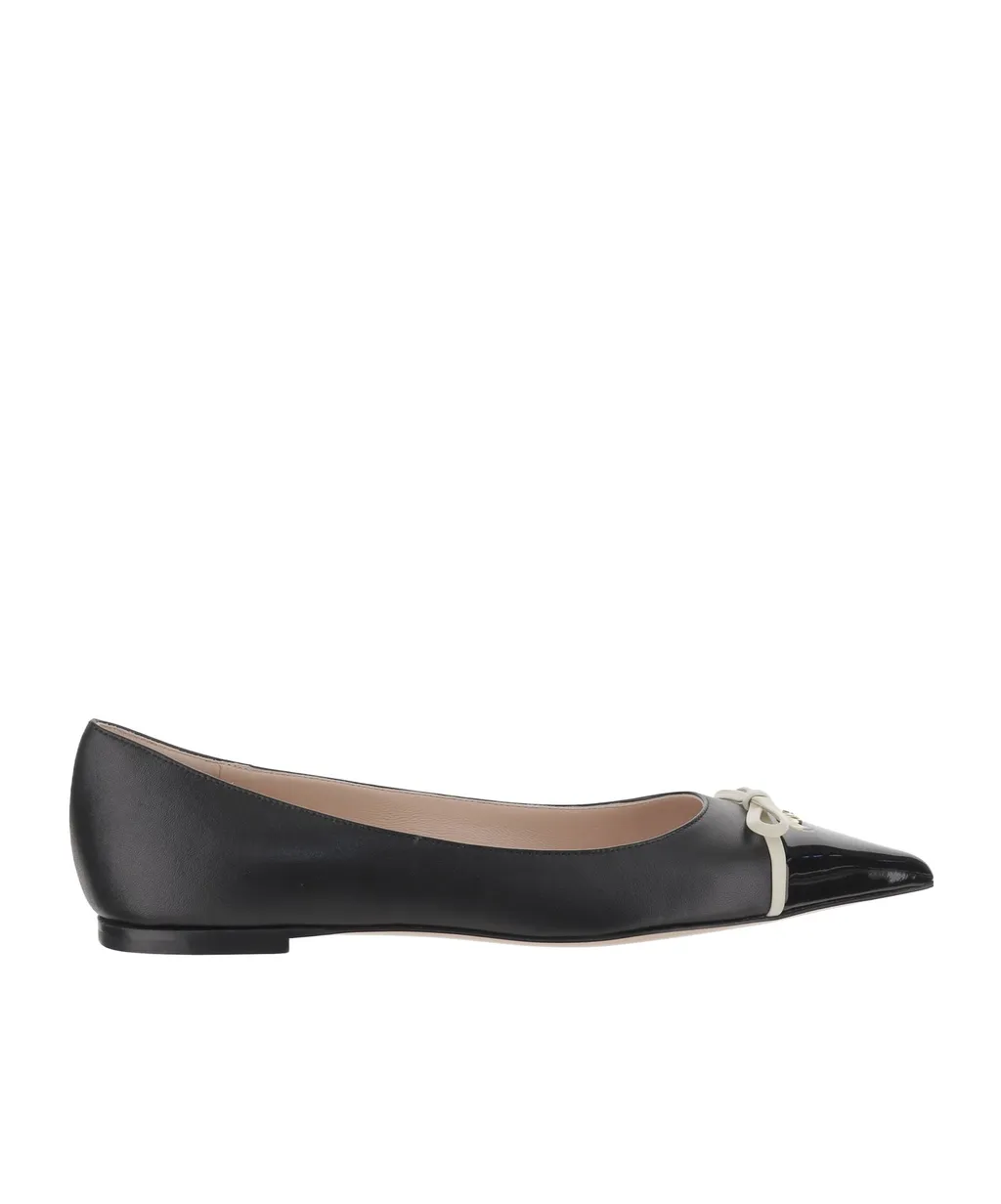 Contrast-Bow Ballet Flats