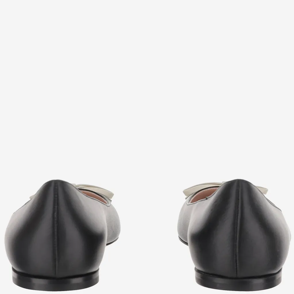 Contrast-Bow Ballet Flats