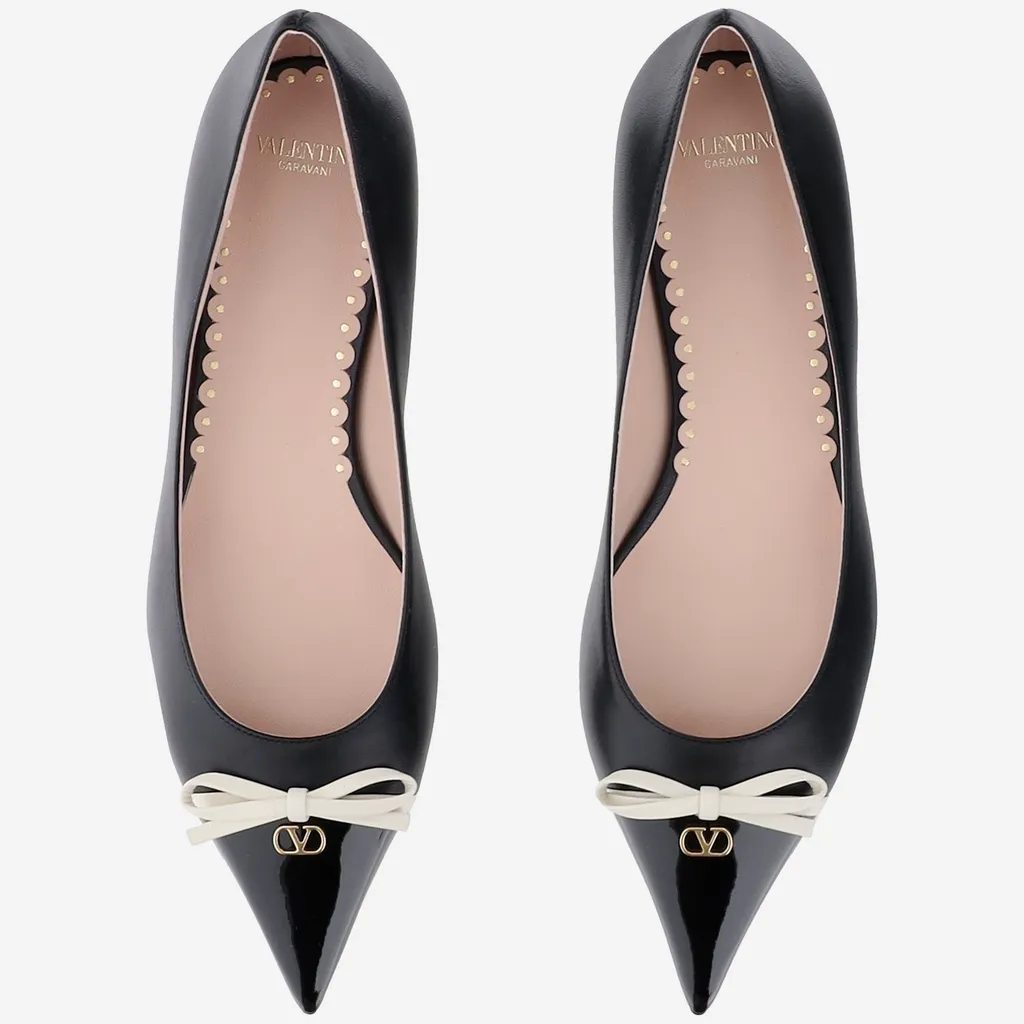 Contrast-Bow Ballet Flats