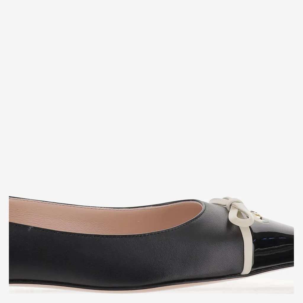 Contrast-Bow Ballet Flats