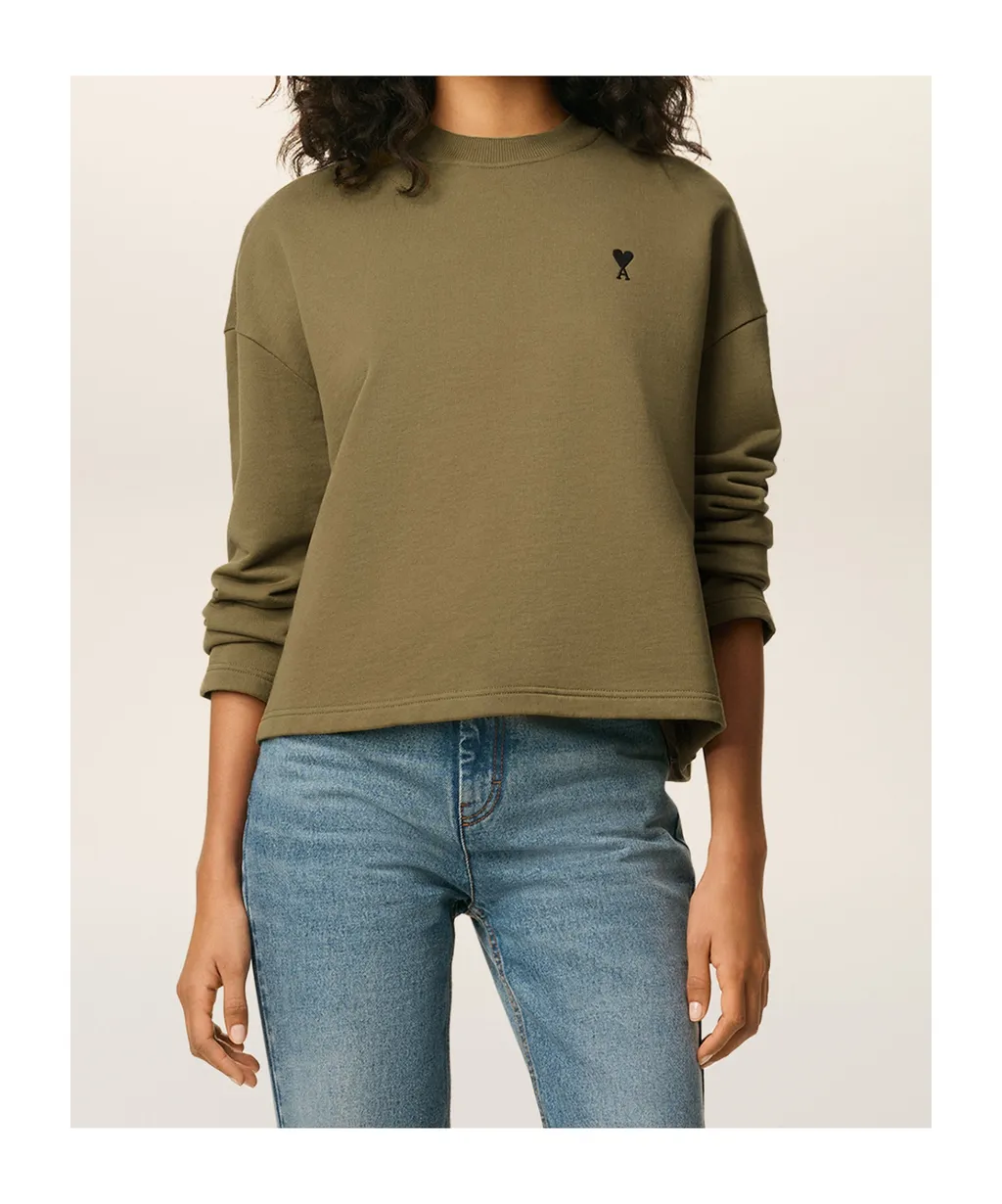 Ami Paris Ami De Coeur Logo Embroidered Crewneck Jumper