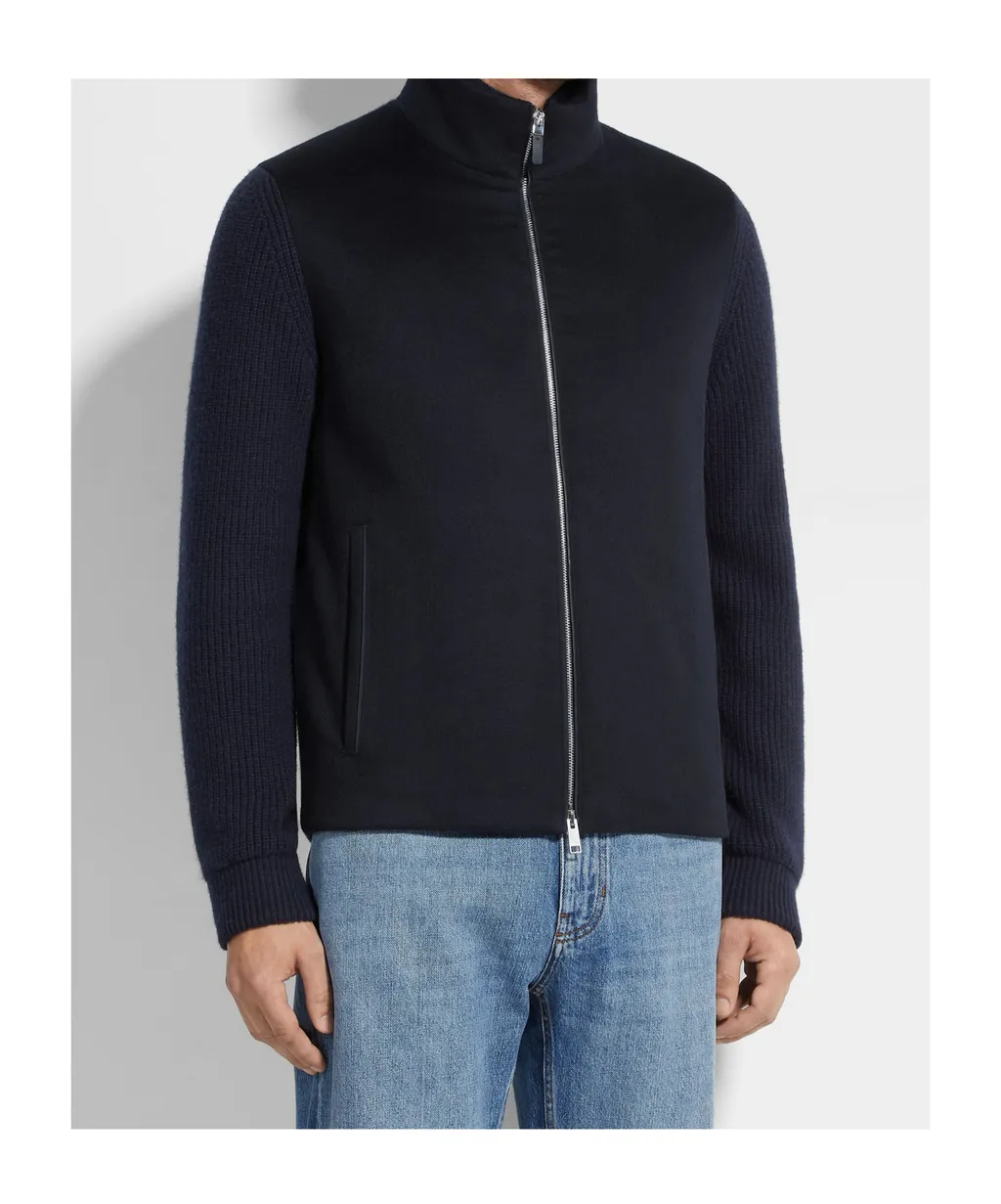 Panelled Zip-Up Cardigan