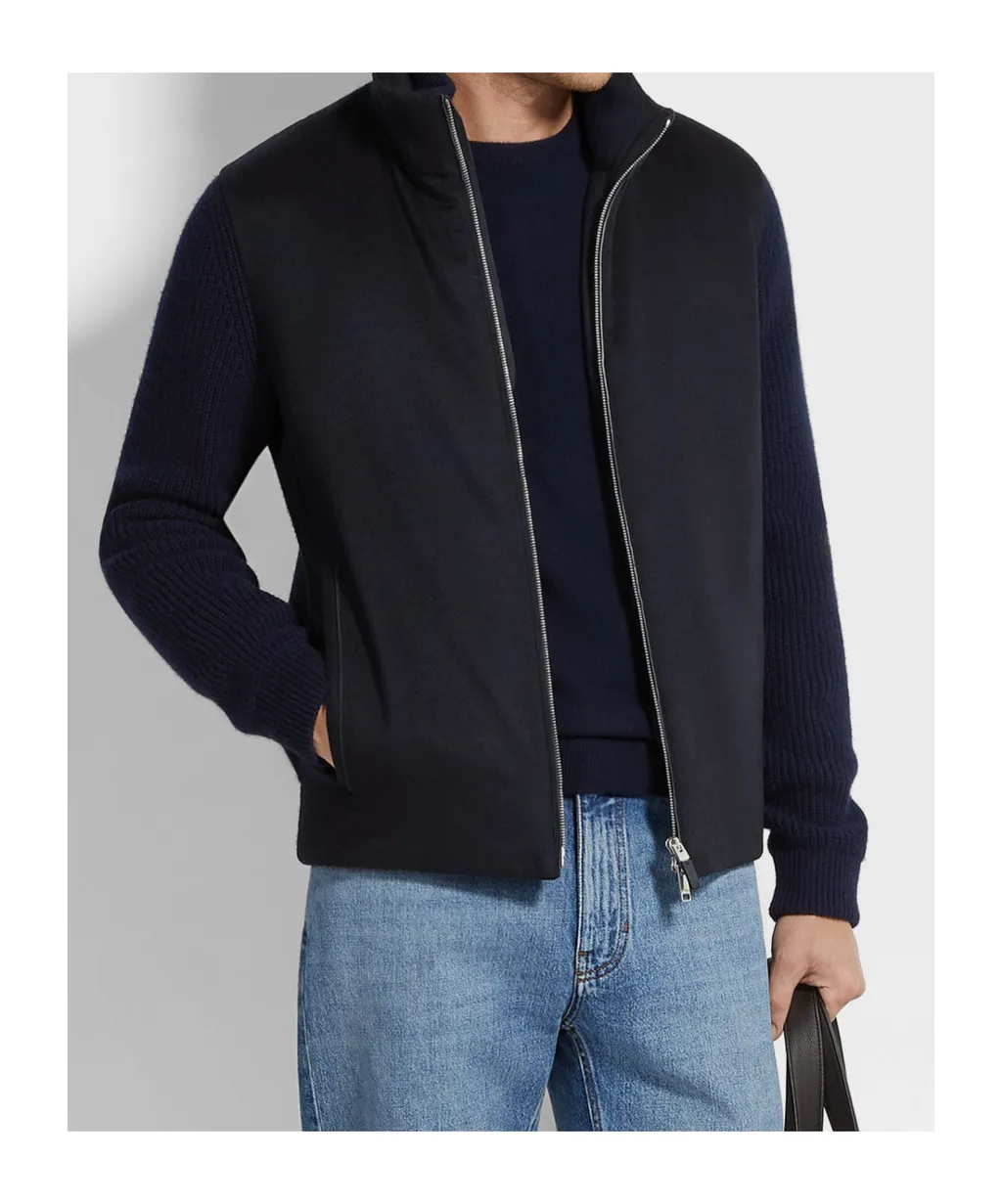 Panelled Zip-Up Cardigan