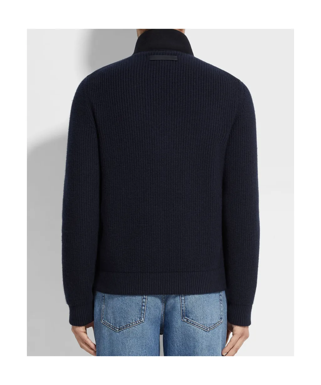 Panelled Zip-Up Cardigan