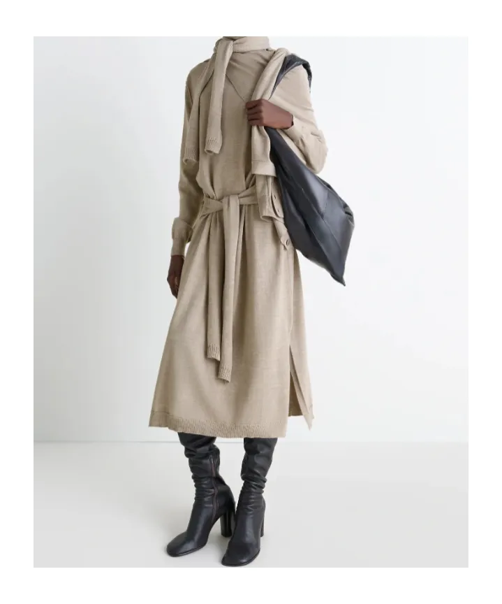 Lemaire Trompe L'oeil Turtleneck Belted Midi Dress