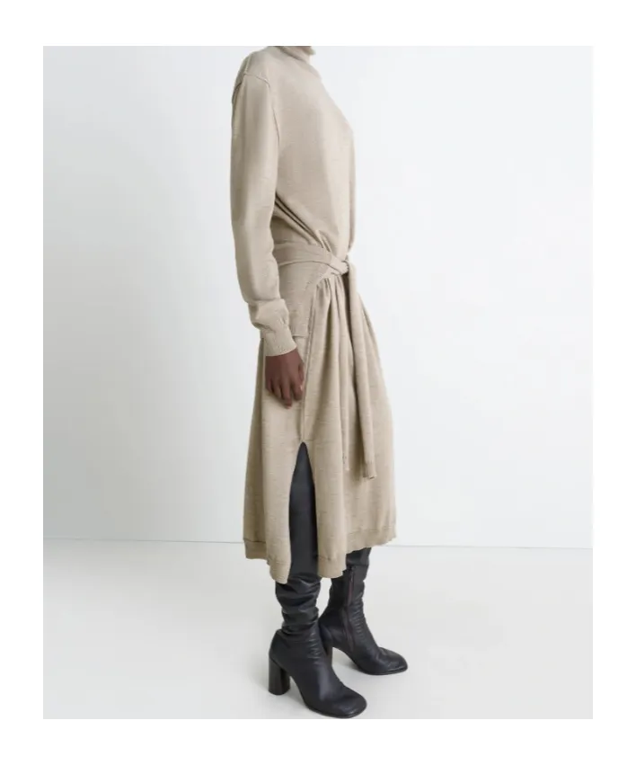 Lemaire Trompe L'oeil Turtleneck Belted Midi Dress