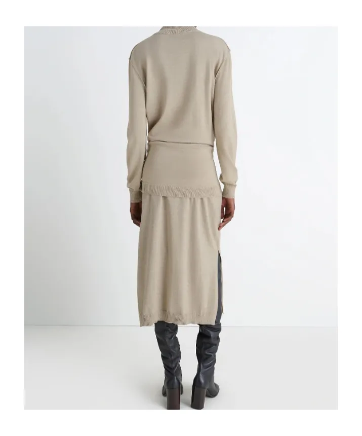 Lemaire Trompe L'oeil Turtleneck Belted Midi Dress