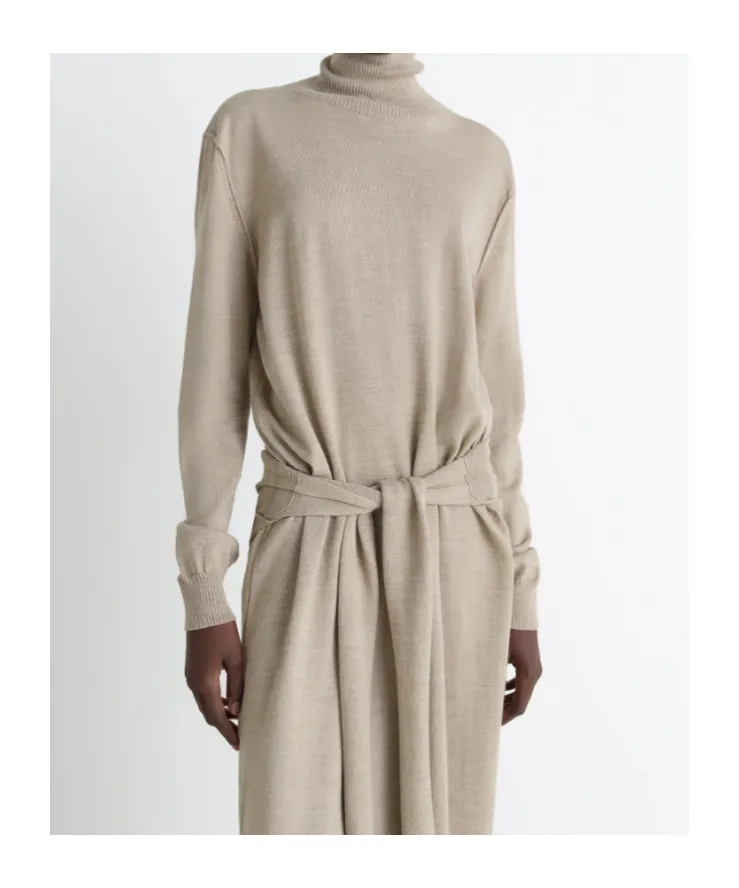 Lemaire Trompe L'oeil Turtleneck Belted Midi Dress