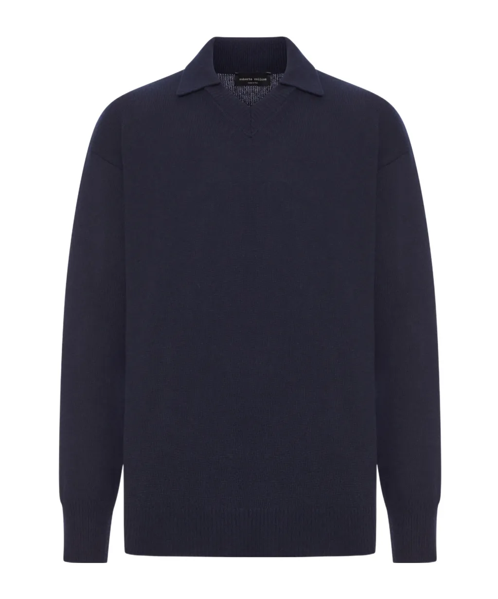 Polo-Neck Wool Sweater