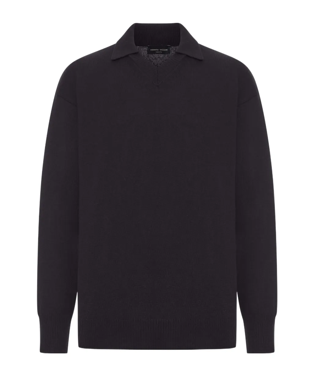 Polo-Neck Wool Sweater