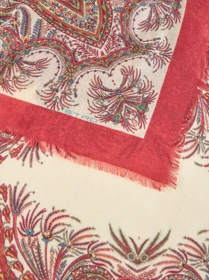 Etro Paisley-Print Frayed Edge Scarf