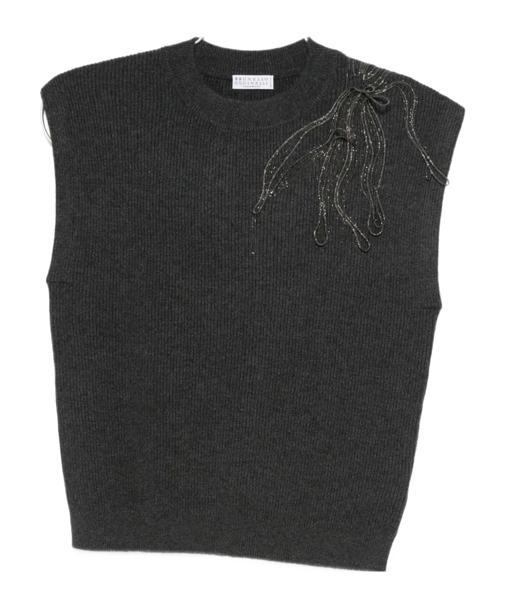 Embellished Knitted Vest