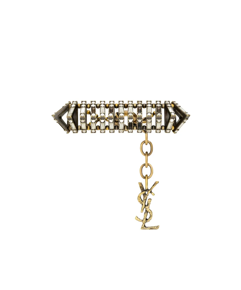 Saint Laurent Logo Plaque Pyramid Bracelet