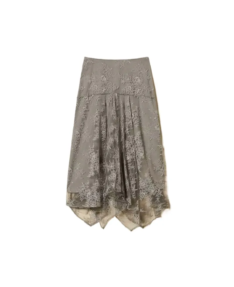 Lace Asymmetric Midi Skirt