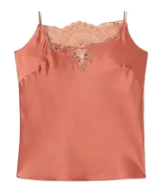 Lace-Trimmed Satin Top