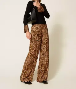 Pleated Leopard-Print Trousers