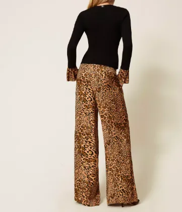 Pleated Leopard-Print Trousers