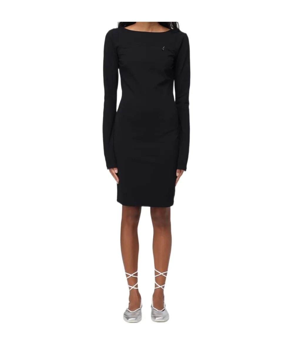Keyhole-Neckline Zip-Cuff Dress