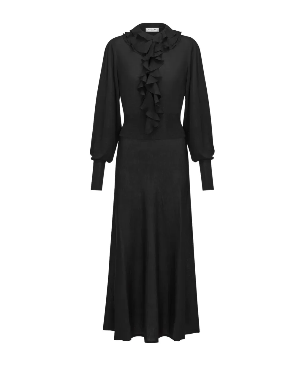 Mid-Length Dress With Removable Ruched Collar