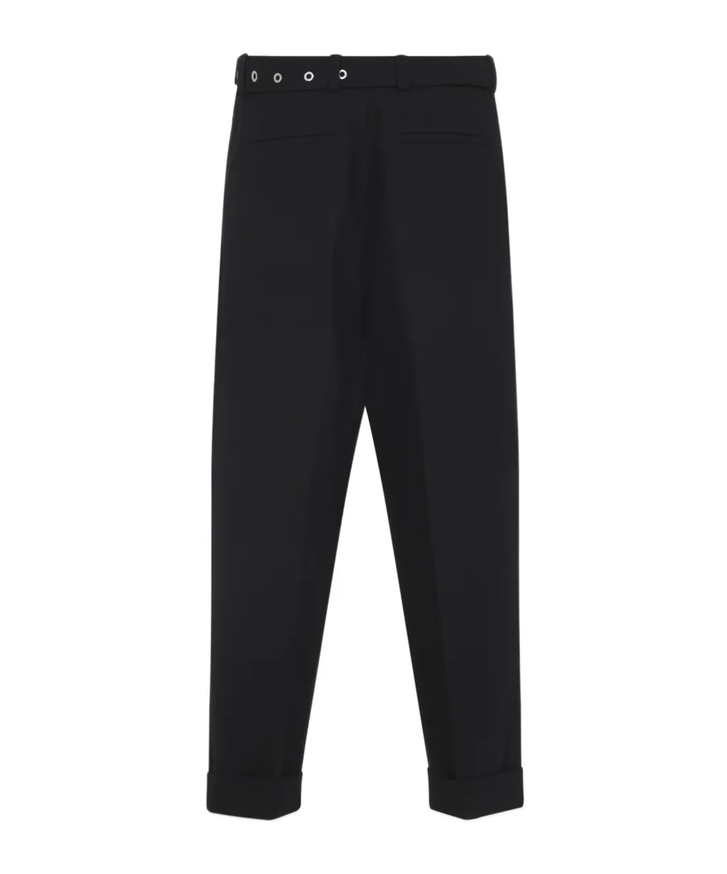 Belted Wool Canvas Trousers