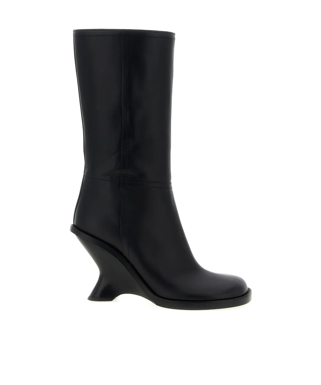 90Mm Leather Wedge Boots
