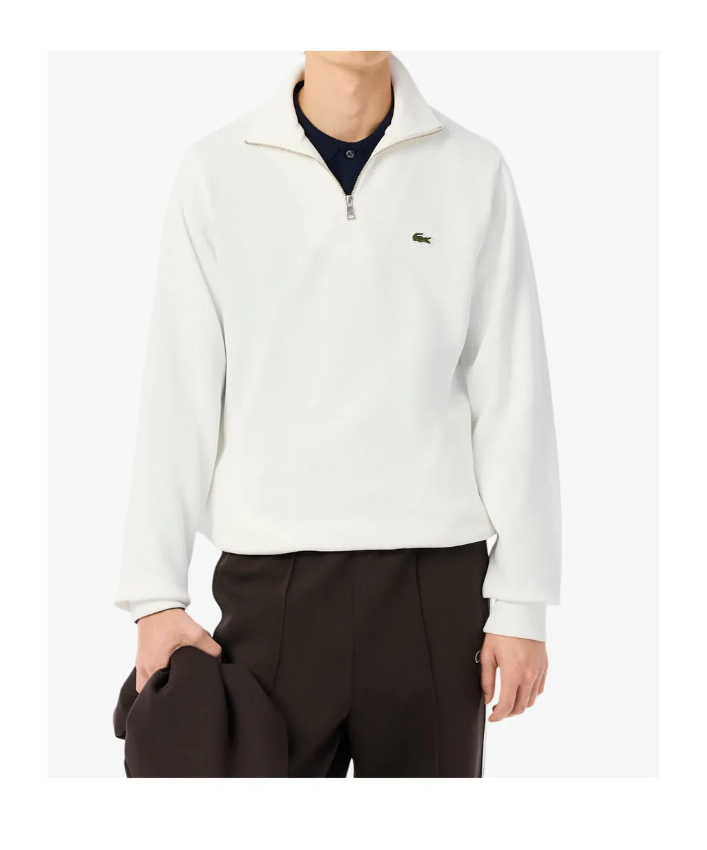 Zip-Up High Neck Interlock Sweatshirt