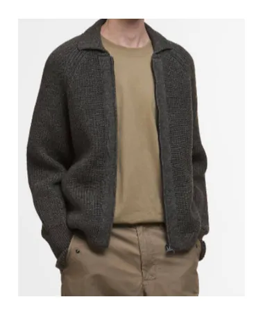 Zip-Fastening Ribbed-Knit Cardigan