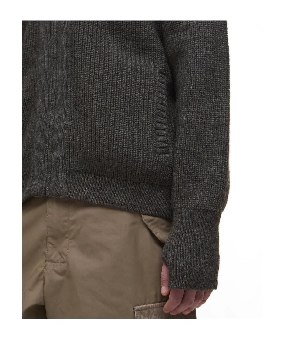 Zip-Fastening Ribbed-Knit Cardigan