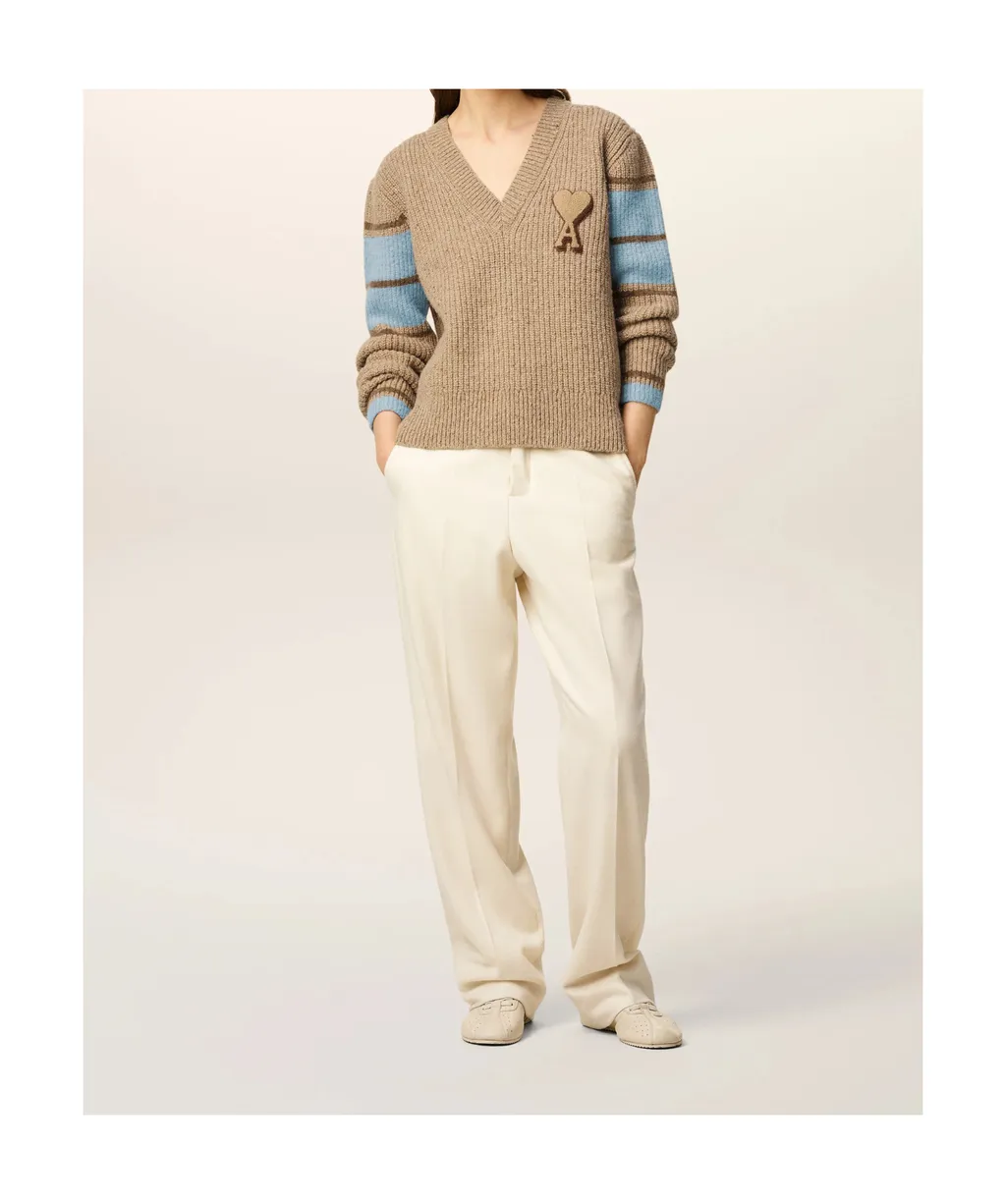 Ami Paris Ami De Coeur Logo Patch College Jumper