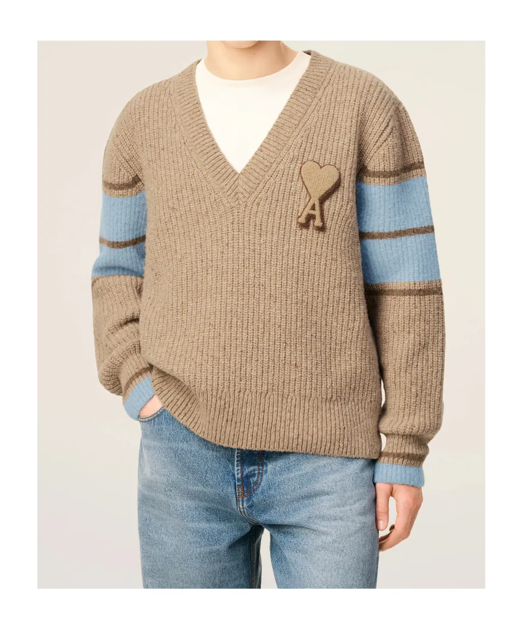Ami Paris Ami De Coeur Logo Patch College Jumper