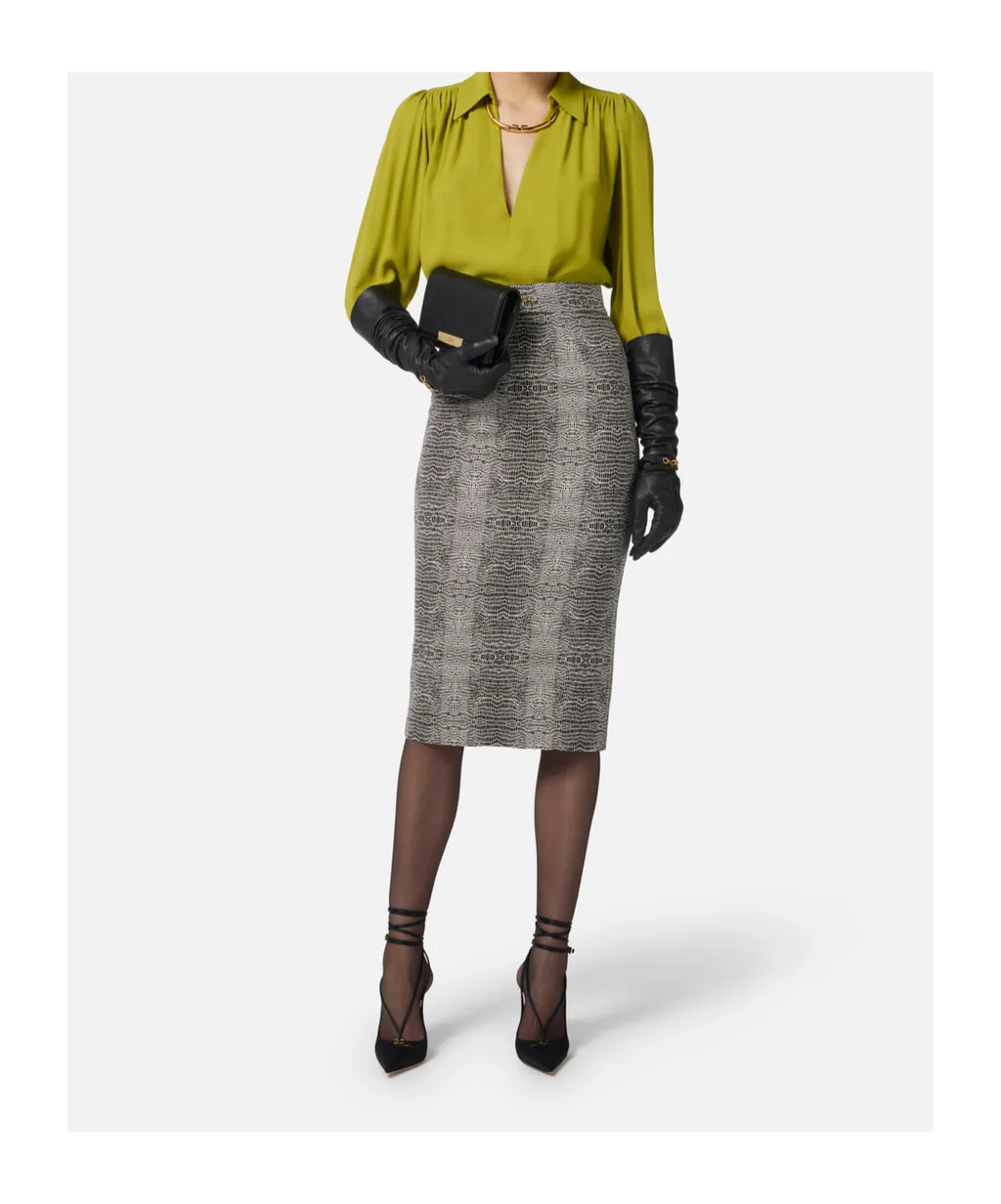 Elisabetta Franchi Slim Fit Midi Pencil Skirt