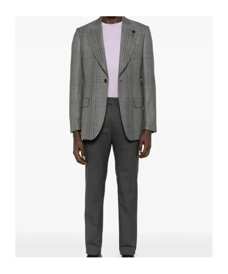 Checked Single-Breasted Blazer