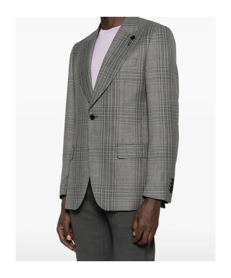 Checked Single-Breasted Blazer